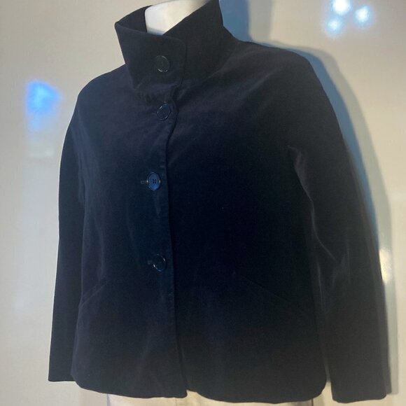 Talbots Jackets & Blazers - Talbots SZ 4P Navy velvet boxy blazer jacket Dark Romantic Formal Whimsigoth